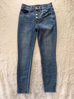 Lucky Brand High Rise Bridgette Skinny Jeans Womens 4/27 Button Fly Raw Hem